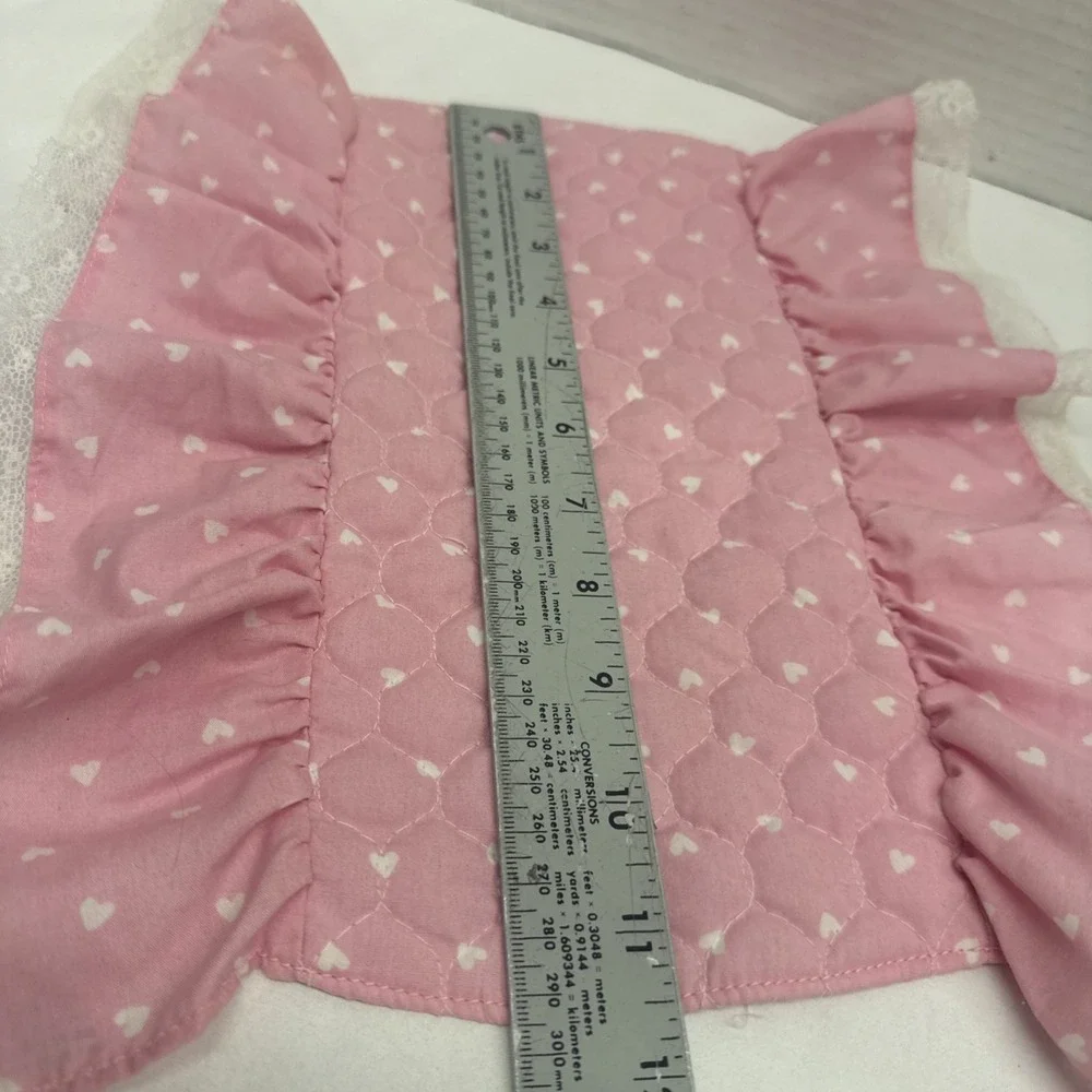 Barbie Bed Spread pink w/white hearts comforter Vintage 1982 Lace edge